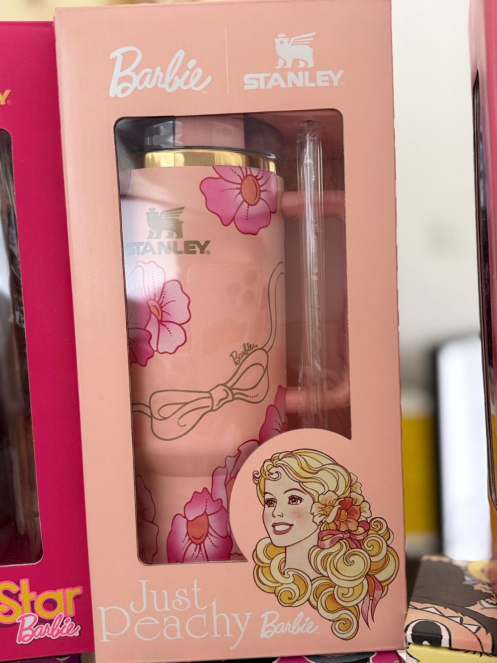 Brand new Stanley Barbie Peach Floral Insulated tumbler - Pink & Gold 40oz